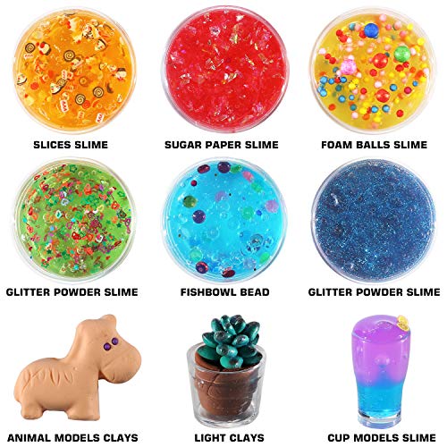 126 Pcs DIY Slime Making Kit for Girls Boys - Birthday Idea for Kids Age 5+. Ultimate Supplies Include 28 Crystal Slime, 2...