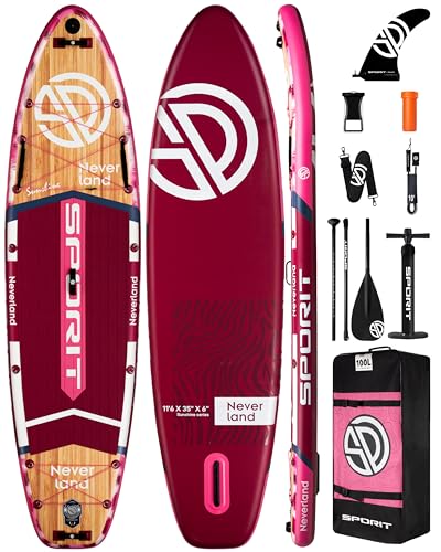 SPORIT 11'6×35" Super Wide Inflatable Stand Up Paddle Board, Ultra Stable SUP Board for Adults, 450lb Capacity with Should...