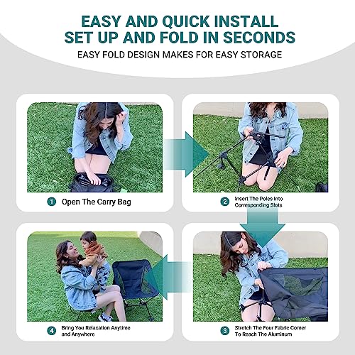 ATEPA Backpacking Chair, Ultralight Folding Portable Small Camping Chairs for Adults Compact Foldable Beach Seat with Ant...