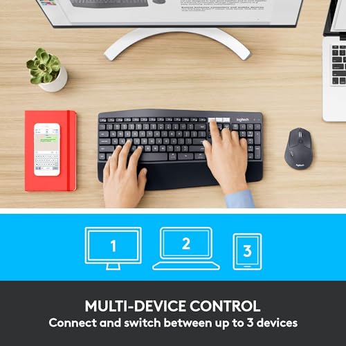 Logitech MK850 Performance Wireless Keyboard and Mouse Combo for Windows, macOS & ChromeOS, Bluetooth & 2.4 GHz USB Receiv...