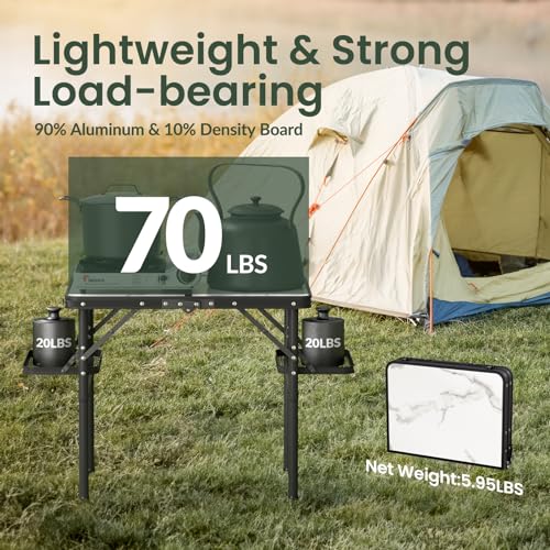 Titanker Folding Camping Table Small 2ft, Small Camp Table Portable with 50% Extra Space, Folding Picnic Table, Portable B...