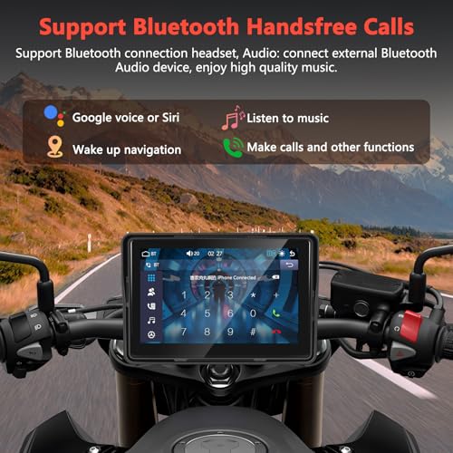 Podofo HD IPS Touch Screen Portable Wireless Apple Carplay Screen for Motorcycle & Wireless Android Auto GPS Navigation,Ca...