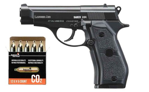 Lancer Tactical Air Pistol Saber X84 Full Metal CO2 Airgun Pistol-480 FPS w/High Pressure 12 Gram CO2- Pack of 5