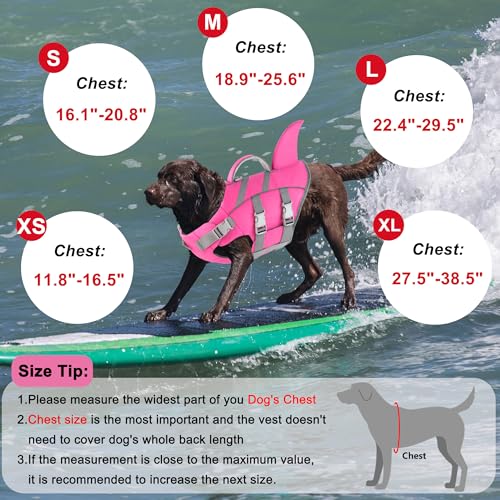 Dogcheer Shark Fin Dog Life Jacket, Adjustable Dog Harness Life Vest for Swimming Boating, Reflective Puppy Swim Vest Pet ...