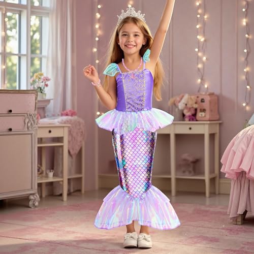 Meland Princess Dress Up - Dress Up Clothes for Girls with Toys,Christmas Birthday Gift for Toddler Girls 3,4,5,6,7,8 Years