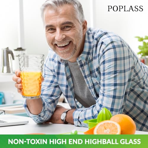 POPLASS Biscayne 18-Piece Family Drinking Glasses Set - Drinking Glassware Set with Highball Cooler, DOF (Double Old Fashi...