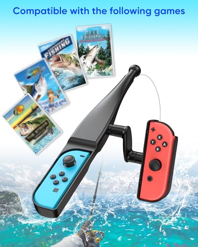 MENEEA Fishing Rod for Nintendo Switch, Fishing Games Accessories Kit for Nintendo Switch/Switch OLED/Joy Con Bass Pro Sho...
