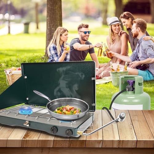 BMMXBI 5430 Grill Stove Regulator with 5 FT Propane Adapter Hose Replacement for Coleman Propane Stove, Compatible with Co...