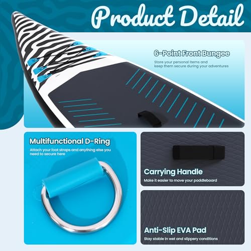 Paddle Board 14'x25’’ Inflatable Paddle Board with Complete SUP Accessories, Anti-Slip EVA Deck, Air Pump, Removable Fins,...