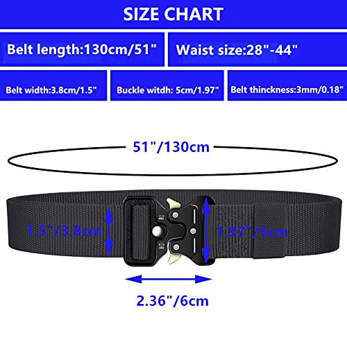 Ginwee 3-Pack Military Style Tactical Belts for Men, Quick-Release Metal Buckle with Molle Key Ring Holder