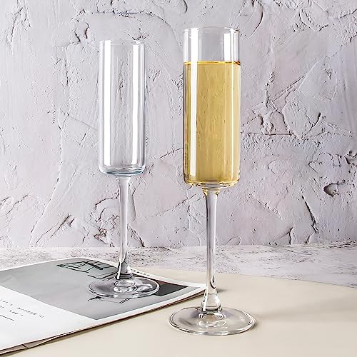 CZUMJJ Elegant Champagne Glasses Set of 12, Glass Champagne Flutes for Birthday, Wedding, Party - 6 oz, Clear
