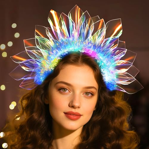 Valentines Day Gifts, New Year LED Headband Light Up Headband, Glow In The Dark Party Supplies, Glow Party Crown Hair Acce...