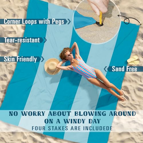 Famstar Beach Blanket Sandproof Waterproof 10'×9' 1-8 Adults Oversized,Compact Lightweight Durable Beach Mat for Travel Ca...