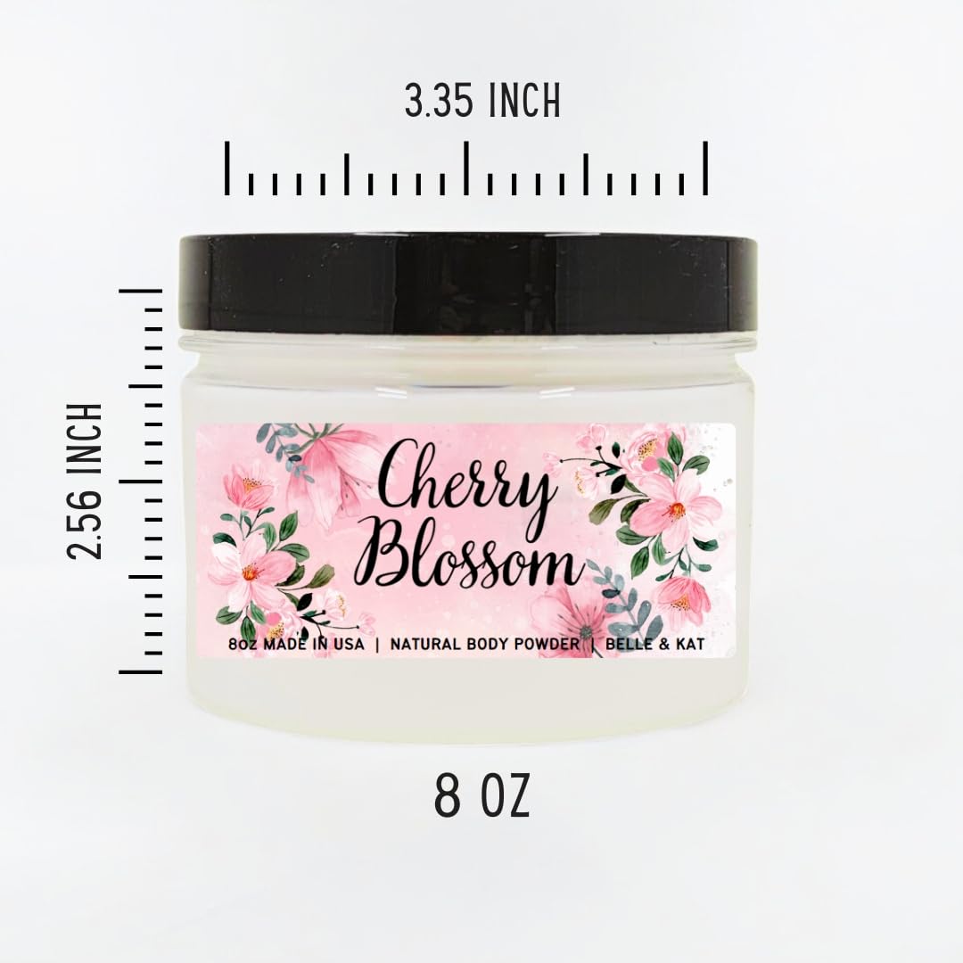 Cherry Blossom - Scented Body Dusting Powder for Men & Women - 8oz Large Container with Lid - Made in USA
