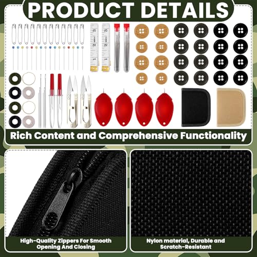 Suncalla Military Survival Sewing Kit Tactical with Buttons Durable Nylon Portable Small Sewing Kit for Men Women Complete...