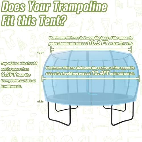 Gardenature 10FT/12FT/14FT Trampoline Tent(Tent Only), Fit Round Trampolines, Shade Cover with LED Light, Outdoor Trampoli...