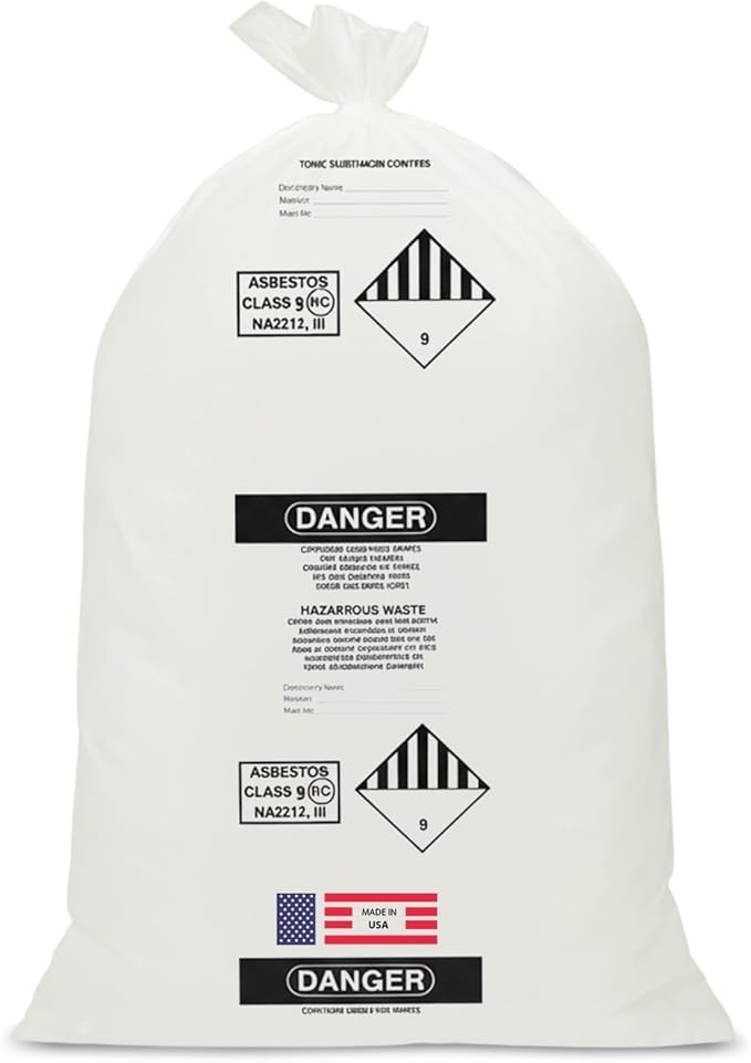 Asbestos Disposal Bags – 33" x 50" Clear Polyethylene, 6 Mil, Made in USA - Sandbaggy (1)
