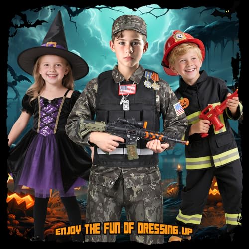Metemot Kids Army Costume for Boys, Military Soldier Costume with Army Toys, Boys Halloween Costumes with Army Vest, Soldi...