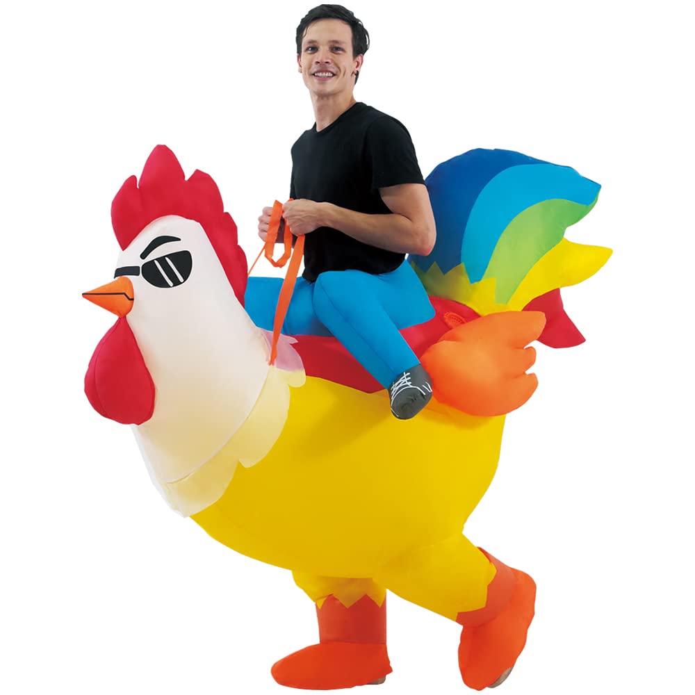 KOOY Inflatable Costume Adult, Chicken Costume, Inflatable Costumes Women Men, Ride On Rooster Costumes Fancy Funny Chicken Suit Blow up for Halloween Party