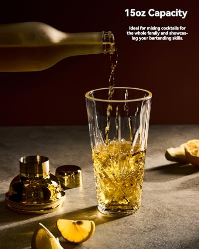 Gold&Martini shaker Glass-Christmas Cocktail Shaker-Crystal Shaker(No Lead)-Drink Glass for Espresso, Holiday, Mixology, B...