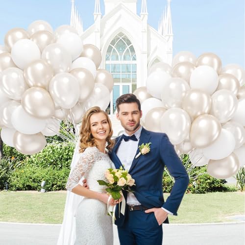 60pcs Double Stuffed Pearl Balloons 12inch, Pearl White Balloons, White Latex Balloon for Wedding Bridal Baby Shower Birth...