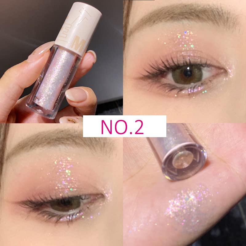 Aolailiya 5pcs Liquid Glitter Eyeshadow set- Sparkling Metallic High Pigmented Glitter Eye Shadow Korean Crystals Makeup, ...
