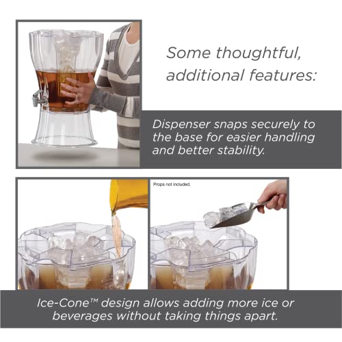 Buddeez 3.5 Gallon Clear Drink Dispenser - Built In Ice Cone and Spigot for Easy Pouring - Party-Perfect Serving Station w...