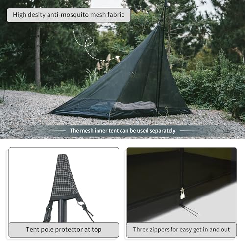 Naturehike Ranch Fire 4 Season Teepee Tent, 2 Person Hot Tent with Stove Jack, Windproof Waterproof Cold Weather Winter Te...