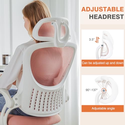 Office Computer Desk Chair, Ergonomic High-Back Mesh Rolling Work Chairs with Wheels and Adjustable Headrests