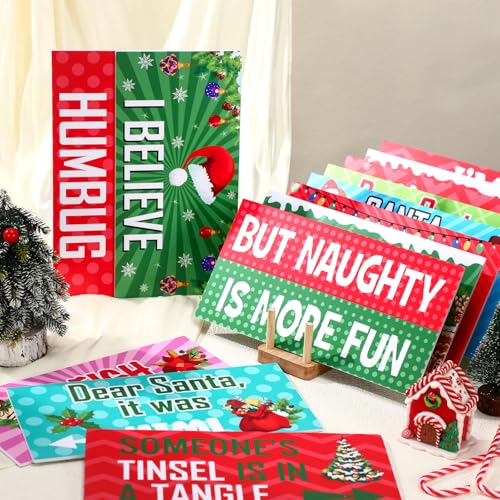 Beeveer 24 Designs Christmas Photo Booth Props Double Sided 11x5.51'' Christmas Party Decoration Red and Green Xmas Props ...
