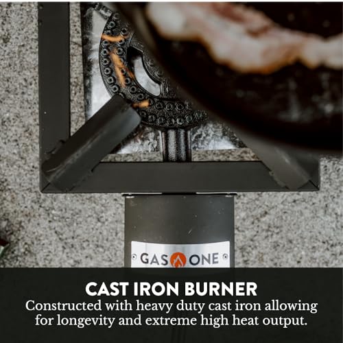 GasOne High Pressure Single Propane Burner - Outdoor Cooking with Heat Shield and Guard – Propane Burner Head for Camping,...