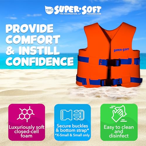 TRC Recreation Super Soft Child Size X Small Life Jacket USCG Approved Vinyl Coated Foam Swim Vest for Kids Swimming Pool ...