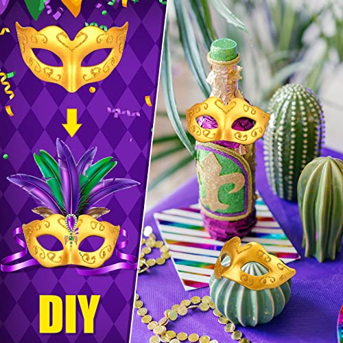 Vinsot 24/48 Pcs Mini Mardi Gras Masks Small Masquerade Mask Cake Toppers Carnival Party Favors Venetian Centerpiece Decor