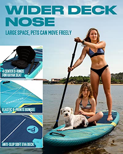 Skatinger Meteor Blue & Lava Green Bundle｜11'6"x35" Super Wide Inflatable Stand Up Paddle Boards, All Accessories2, 100L B...