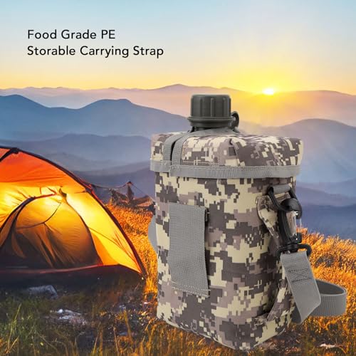 TANIQIACA Premium 2L Insulated Water Bottle - Portable Outdoor Flask with Oxford Cloth Sleeve and Pockets, for Hiking, Cam...