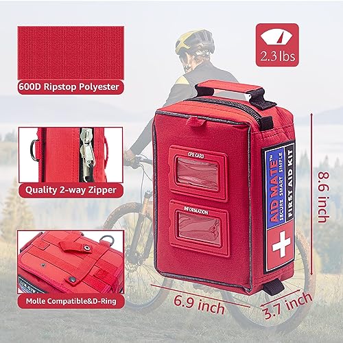 AID MATE Pro First Aid Kit with Molle System Portable Emergency Survival Kits Trauma Medical Kit for Home, Office, Car, Ou...