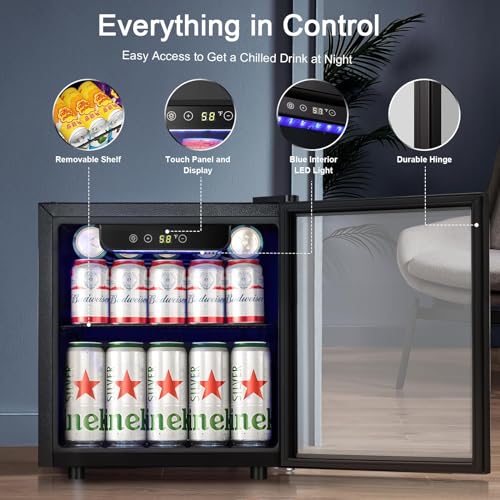 Antarctic Star Mini Fridge Cooler - 12 Bottle 48 Can Beverage Refrigerator Glass Door for Drinks or Beer Wine –Small Drink...