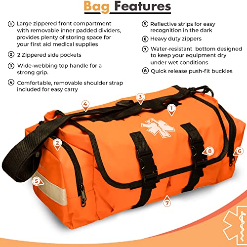 NOVAMEDIC Empty First Responder Bag, 15"x9"x8", Trauma First Aid Carries w/Multi Compartments for EMTs, Paramedics, Emerge...