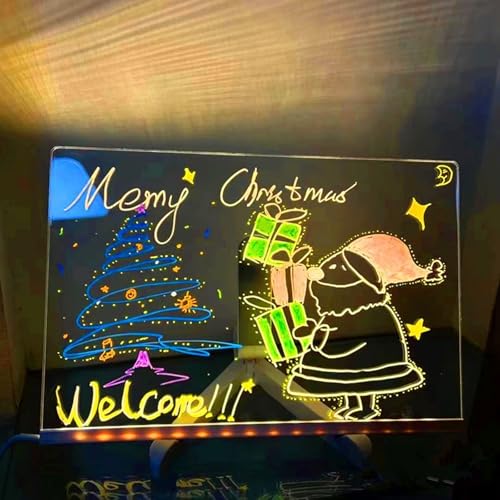 Lumiboard LED Drawing Board for Kids & Adults, Rechargeable Acrylic Dry Erase Message Board with 7 Color Markers & Adjusta...