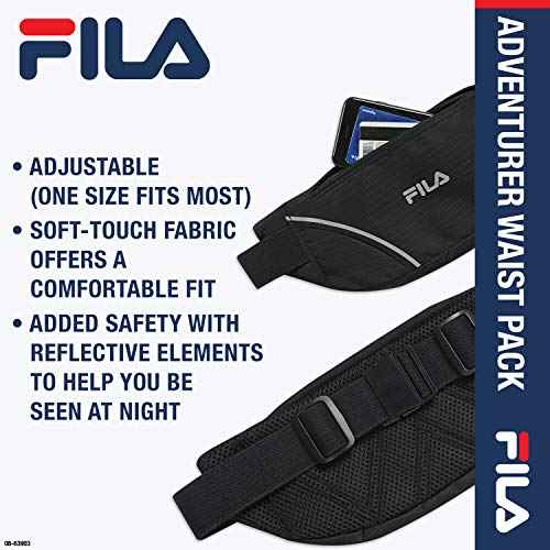 FILA Accessories Waist Pack - Running Belt Fanny Pack | Adventurer Adjustable Sports Pouch Phone Holder for Women & Men | Running, Walking, Cycling, Exercise & Fitness