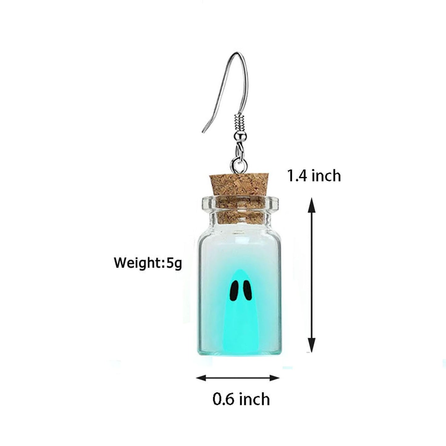 Gonashow Ghost Earrings & Necklace Blue, Glow in The Dark, Adopt A Ghost Earrings for Women, Men, Spooky Halloween Jewelry Set