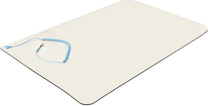 StarTech.com Anti Static Mat, Mat for Electronics Repair, Anti Static Table/Desk Mat w/Detachable Grounding Wire, ANSI/ESD S 4.1, Flexible Thermoplastic Work Pad, 23x47", TAA, White