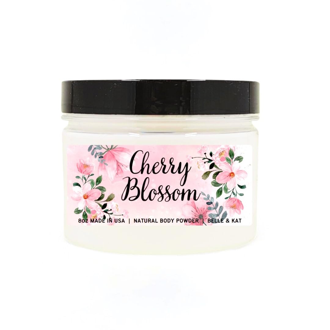 Cherry Blossom - Scented Body Dusting Powder for Men & Women - 8oz Large Container with Lid - Made in USA