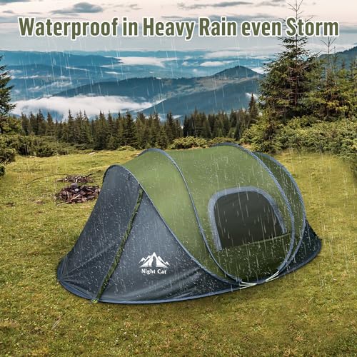 Night Cat Pop-up Camping Tent: 2 Person Tent Waterproof Instant Easy Setup Family Tent