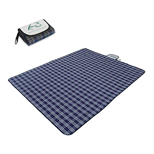 Wind Tour Waterproof Picnic Blanket with Carry Strap - Foldable Sandproof Outdoor Mat for Camping, Beach, Park - 59" x 7...