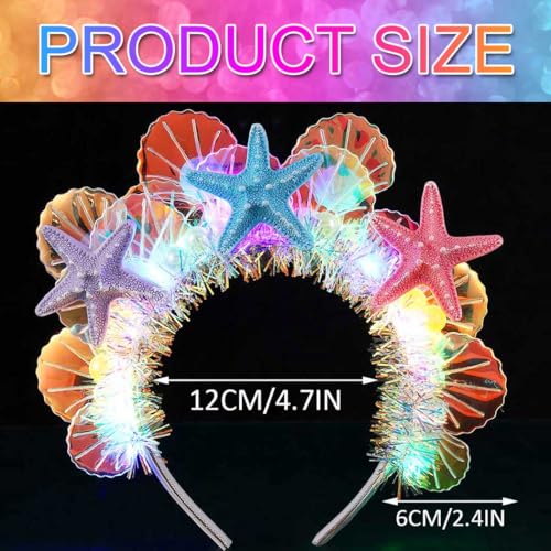 GORTIN Light Up Mermaid Headband LED Glow Starfish Headbands Seashell Headpiece Costume Hair Accessories for Women