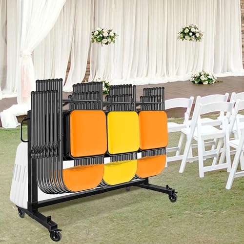koretech Folding Chair Rack for 48 Chairs or 12 Tables, Folding Chair Cart with Wheels Heavy Duty, Chair Storage Dolly for...