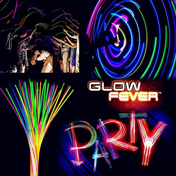 Glow Fever Glow Sticks Bulk 100ct 22'' Glow Necklaces with Connectors, Neon Light Sticks for Party Festivals Raves Concert...