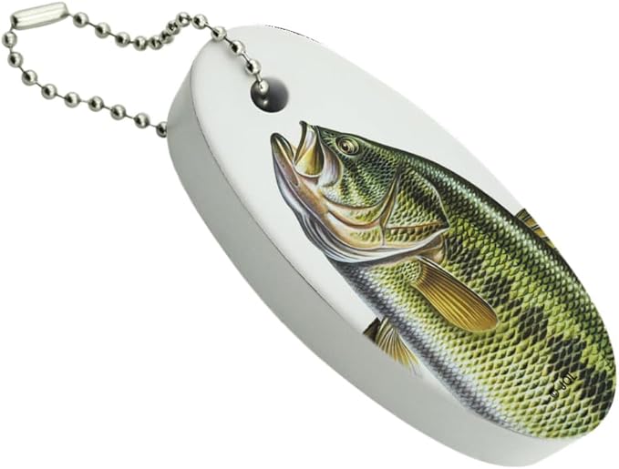 GRAPHICS & MORE Largemouth Bass 2 Floating Keychain Oval Foam Fishing Boat Buoy Key Float