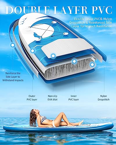 Paddle Board Stand Up Paddle Board SUP 6 inches Thick Board with ISUP Accessories & Carry Bag & Fast Pumping for Adults & ...